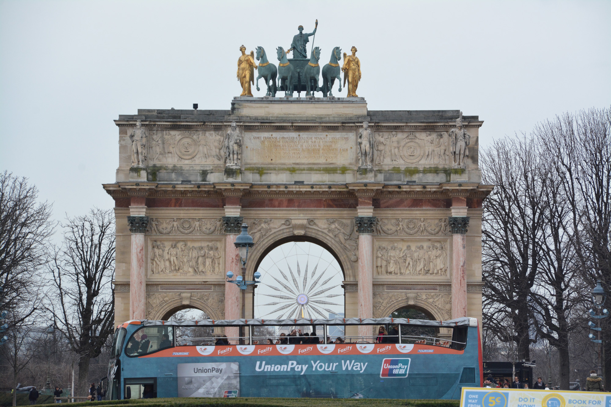 Walking tour of Paris takes you past the Big Wheel at Place de la Concorde.