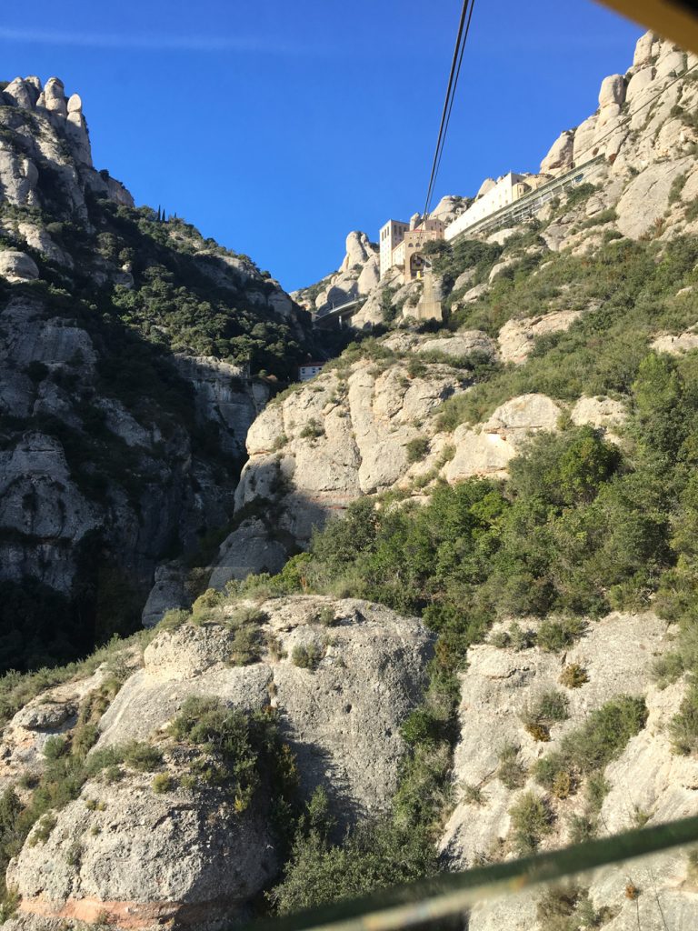 A view of Montserrat and the Basilica as you make your way up on the cable car.