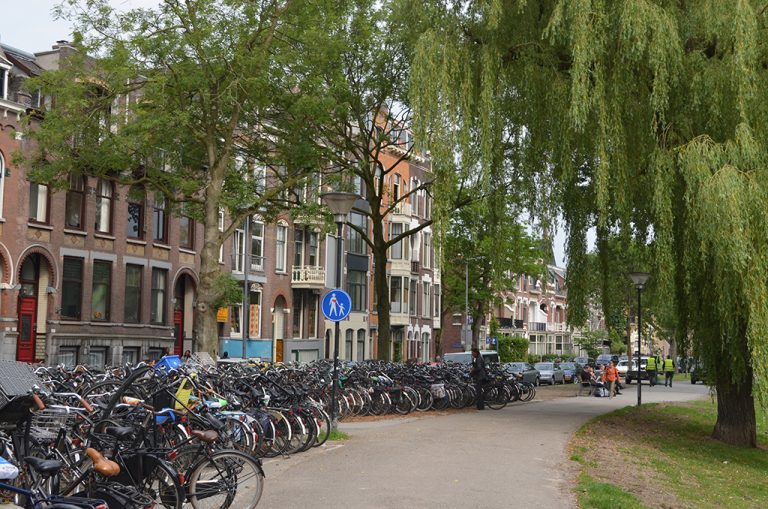 Bicycles and scooters. A way of life in Rotterdam.