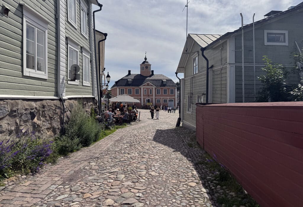Oldtown Porvoo alley towards town square
