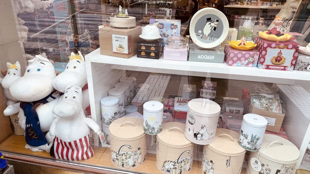 A Moomin merchandise shop window