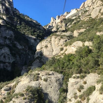 A view of Montserrat and the Basilica as you make your way up on the cable car.