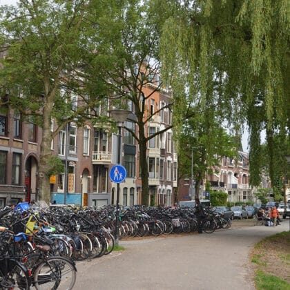 Bicycles and scooters. A way of life in Rotterdam.